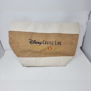 Disney Cruise Line Castaway Club Burlap Canvas Large Zippered Beach Bag Tote